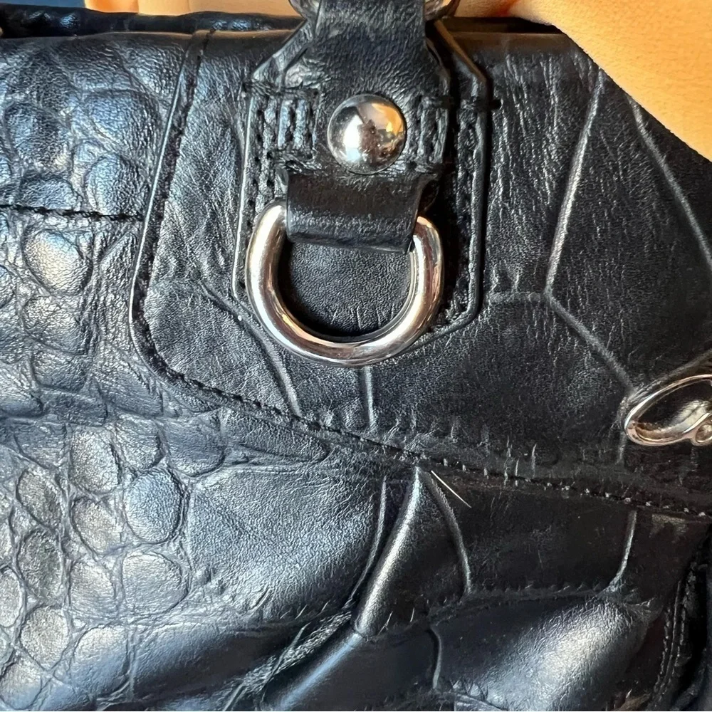 Coach Ashley Croc Embossed Leather Satchel Bag EUC